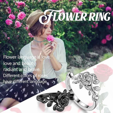 3D Flower Rose Wrap Open Ring 925 Sterling Silver - Rings - Aurora Tears