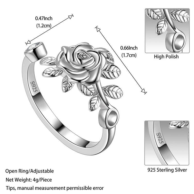 3D Flower Rose Wrap Open Ring 925 Sterling Silver - Rings - Aurora Tears