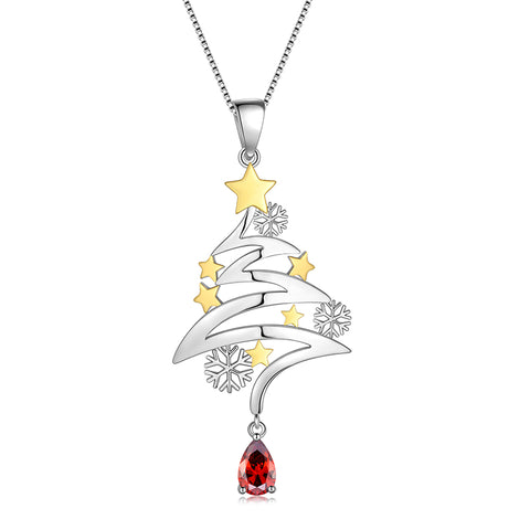 925 Sterling Silver Cute Christmas Tree Necklace Christmas Costume Jewelry Gifts for Women Girls Xmas Party Jewelry Gift - Aurora Tears Jewelry