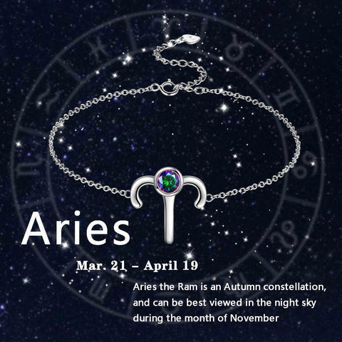 Aries Bracelet Sterling Silver Mystic Rainbow Topaz - Bracelet - Aurora Tears Jewelry
