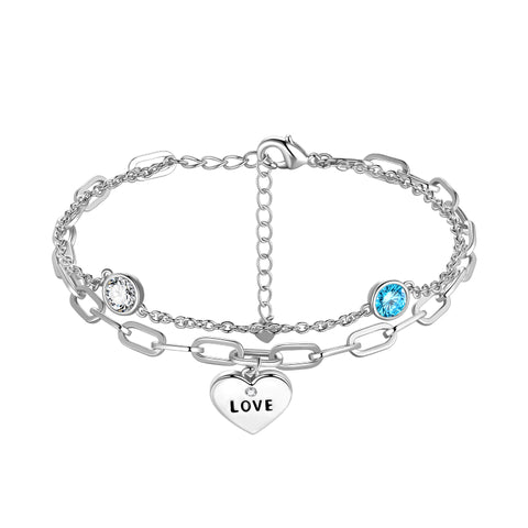 Dainty Gold/Silver Bracelets for Women Jewelry Layered Bracelet,Love Link Bracelets - Aurora Tears Jewelry