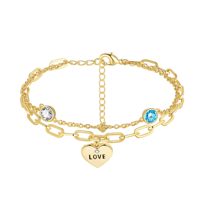 Dainty Gold/Silver Bracelets for Women Jewelry Layered Bracelet,Love Link Bracelets - Aurora Tears Jewelry