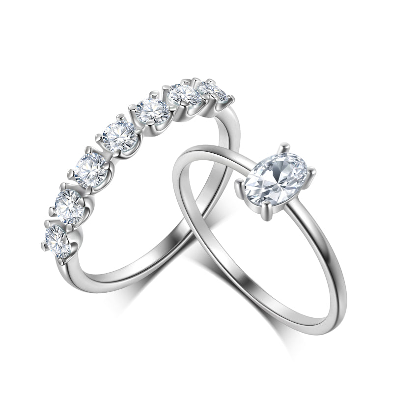 Women Promise Rings Set for Her, Stackable Wedding Bands Rings Jewelry Size 6-9 925 Sterling Silver  - Aurora Tears Jewelry