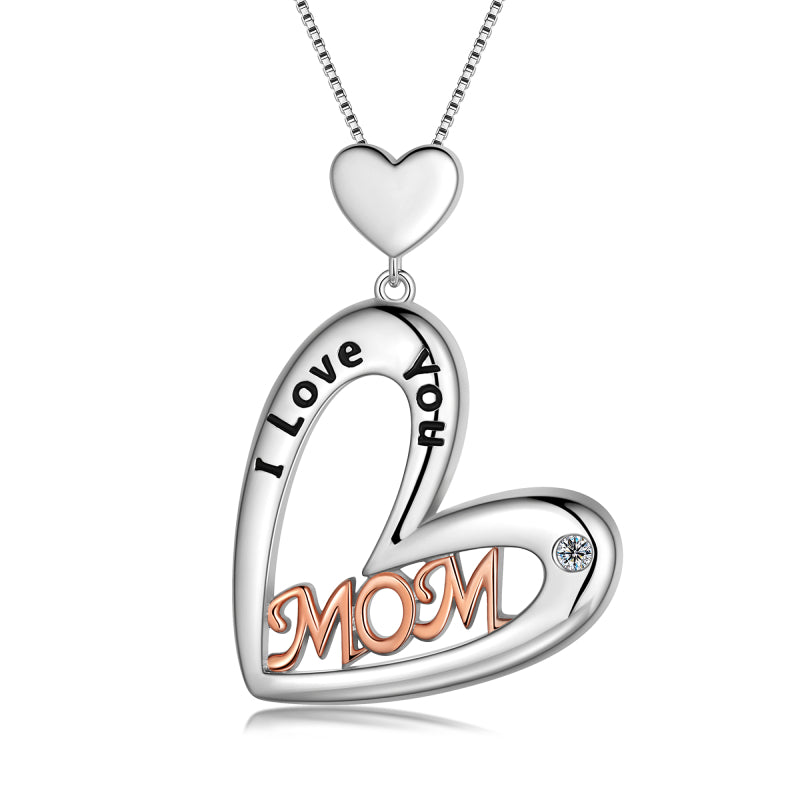 I Love You Mom Heart Necklace Pendant Mother,Best Mom Jewelry Birthday Gift for Mom/Grandma - Aurora Tears Jewelry