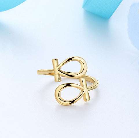 925 Sterling Silver Egyptian Ankh Cross Ring Adjustable Unisex - Rings - Aurora Tears