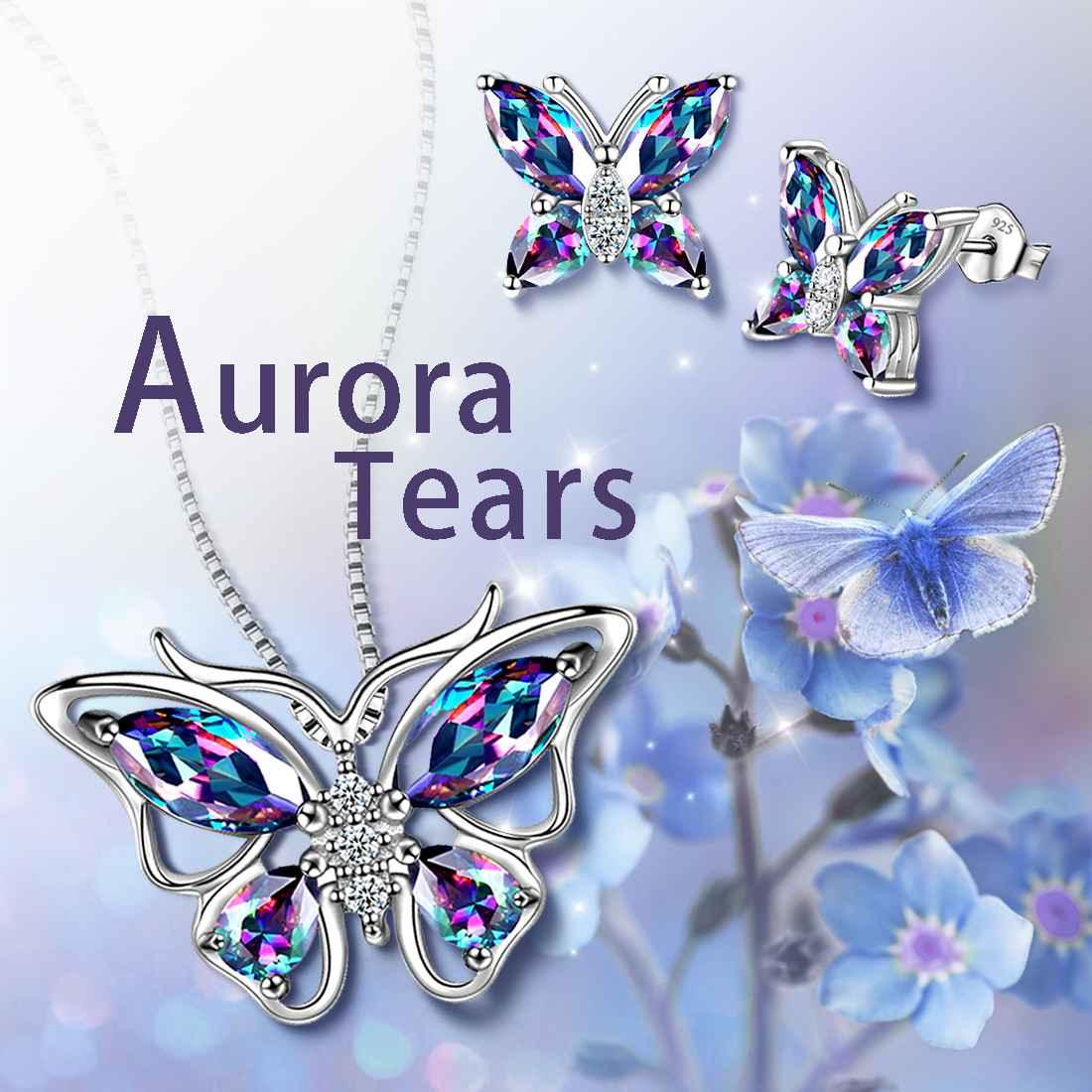 Butterfly Mystic Rainbow Topaz Jewelry Sets Sterling Silver - Jewelry Set - Aurora Tears Jewelry