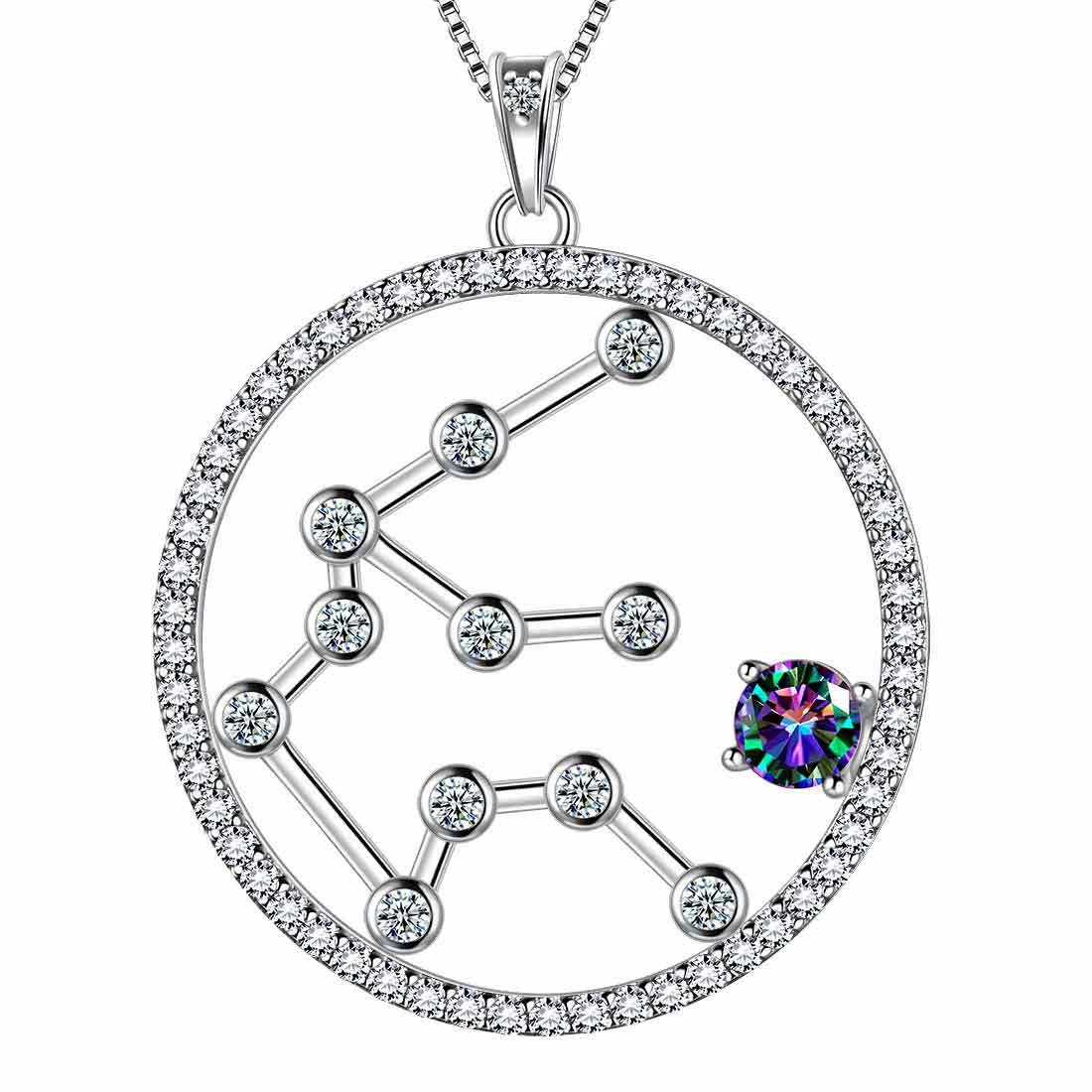 Aquarius Zodiac Necklace 925 Sterling Silver Aurora Tears Jewelry