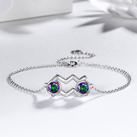 Aquarius Bracelet Sterling Silver Mystic Rainbow Topaz - Bracelet - Aurora Tears Jewelry