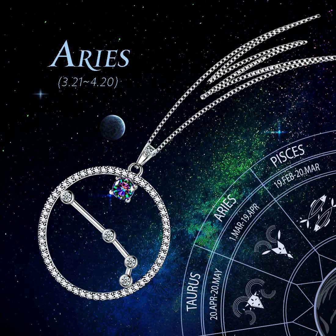 Aries Zodiac Necklace 925 Sterling Silver - Necklaces - Aurora Tears Jewelry