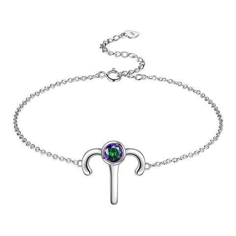 Aries Bracelet Sterling Silver Mystic Rainbow Topaz Aurora Tears Jewelry