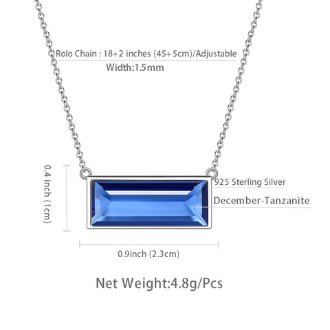 Bar Birthstone December Tanzanite Necklace Sterling Silver - Necklaces - Aurora Tears