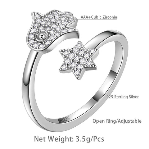 Hamsa Fatima Hand and Star of David Rings Aurora Tears - Rings - Aurora Tears Jewelry
