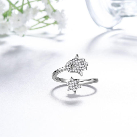 Hamsa Fatima Hand and Star of David Rings Aurora Tears - Rings - Aurora Tears Jewelry