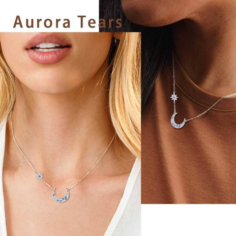 Moon Star Pendant Necklaces 925 Sterling Silver Aurora Tears - Necklaces - Aurora Tears Jewelry