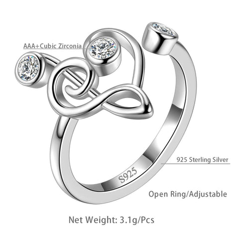 Oxidized Music Note Ring .925 Sterling Silver Treble Clef Band Jewelry  Female Male Unisex Size 5 - Walmart.com