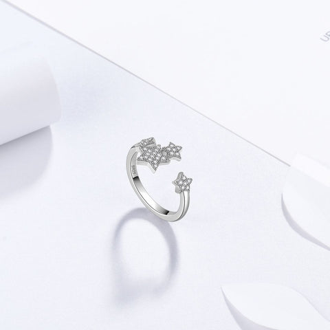 Pentagram Stars Adjustable Rings 925 Sterling Silver Aurora Tears - Rings - Aurora Tears Jewelry