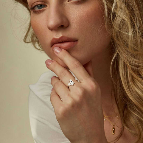 Pentagram Stars Adjustable Rings 925 Sterling Silver Aurora Tears - Rings - Aurora Tears Jewelry