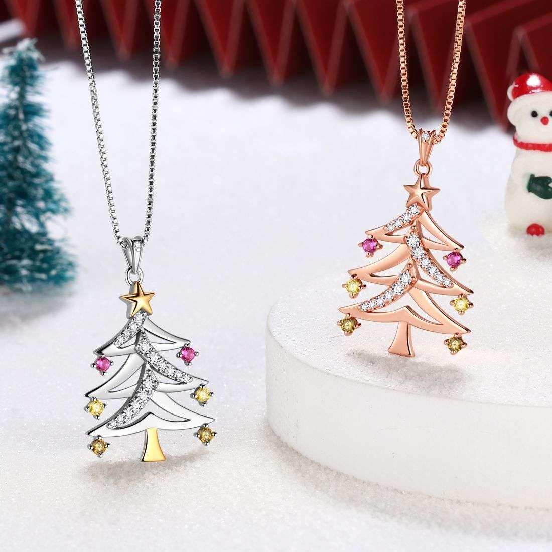 Christmas Tree Necklaces Pendant Chain Xmas Gifts for Women - Necklaces - Aurora Tears Jewelry