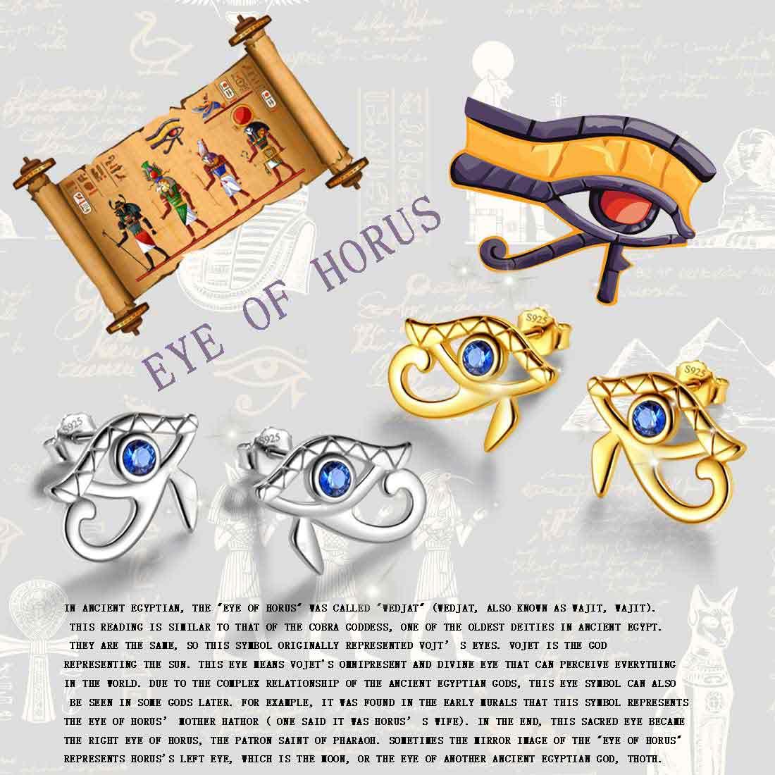 Ancient Egyptian Eye of Horus Earrings Studs - Earrings - Aurora Tears Jewelry