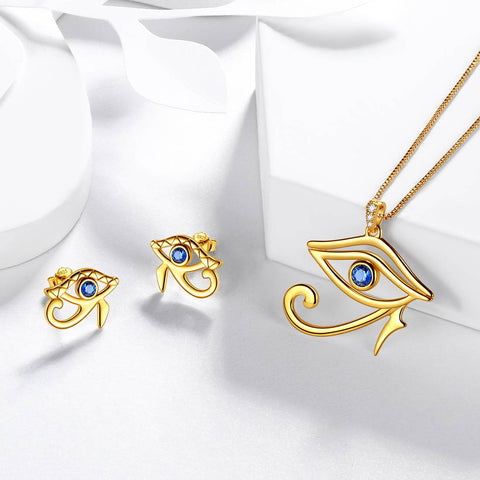 Egyptian Eye of Horus Earrings Necklace Jewelry Sets 3PCS - Jewelry Set - Aurora Tears Jewelry