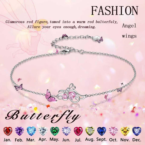 Butterfly Birthstone June Alexandrite Bracelet Sterling Silver - Bracelet - Aurora Tears