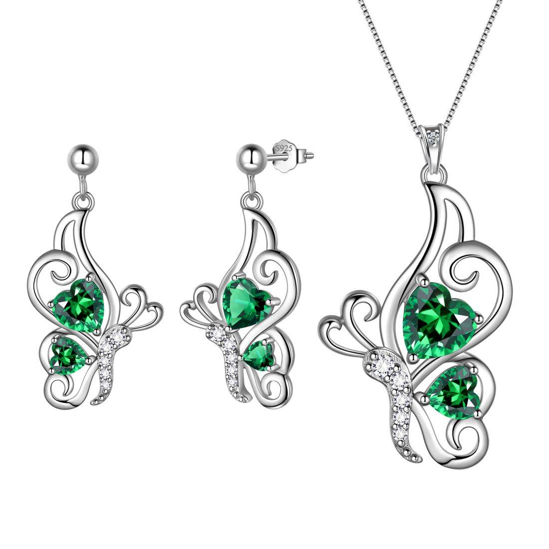 Women Butterfly Earrings Necklace Jewelry Set 3PCS - Jewelry Set - Aurora Tears Jewelry