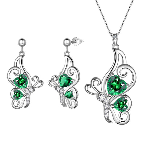 Women Butterfly Earrings Necklace Jewelry Set 3PCS - Jewelry Set - Aurora Tears Jewelry