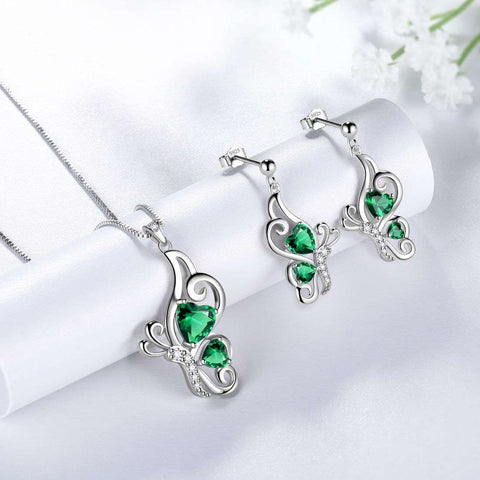 Women Butterfly Earrings Necklace Jewelry Set 3PCS - Jewelry Set - Aurora Tears Jewelry