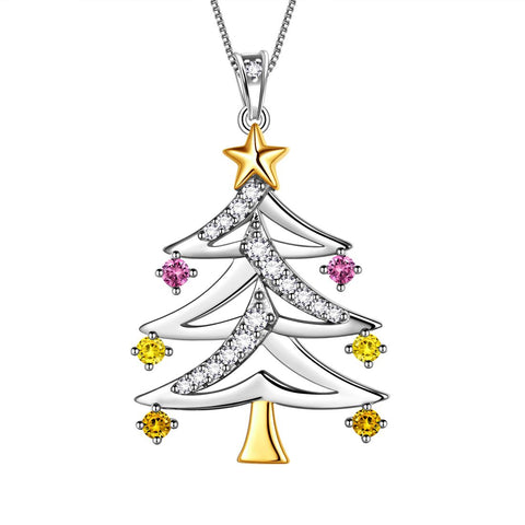 Christmas Tree Necklaces Pendant Chain Xmas Gifts for Women - Necklaces - Aurora Tears Jewelry