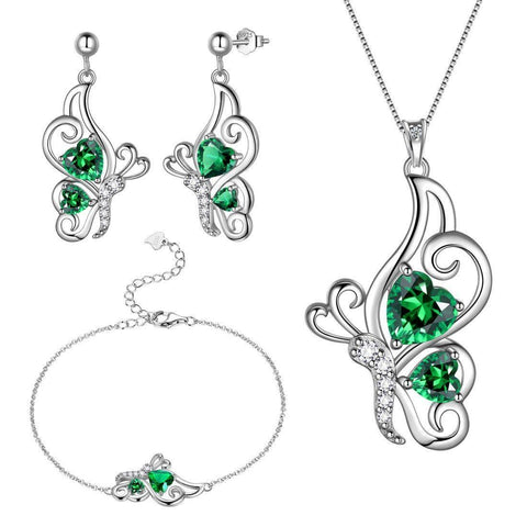 Women Butterfly Earrings Necklace Bracelet Jewelry Set 4PCS - Jewelry Set - Aurora Tears Jewelry