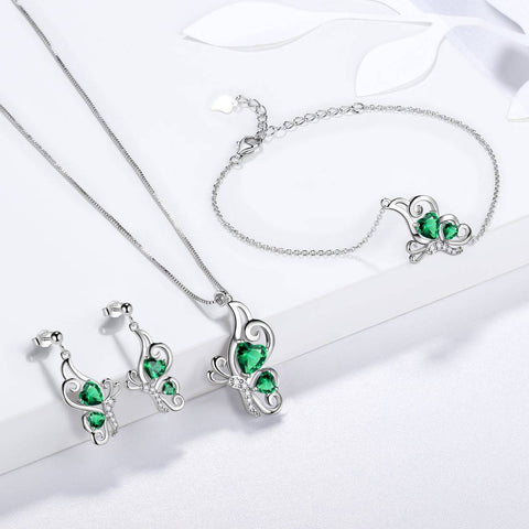 Women Butterfly Earrings Necklace Bracelet Jewelry Set 4PCS - Jewelry Set - Aurora Tears Jewelry