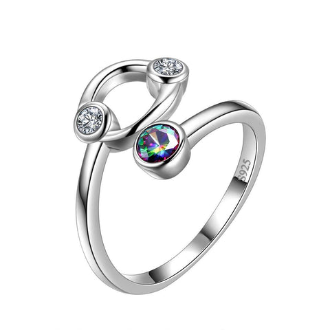 Cancer Zodiac Open Rings 925 Sterling Silver Aurora Tears Jewelry