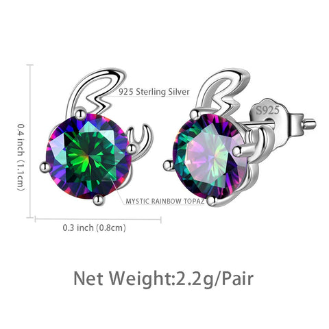 Cancer Stud Earrings Sterling Silver Mystic Rainbow Topaz - Earrings - Aurora Tears Jewelry