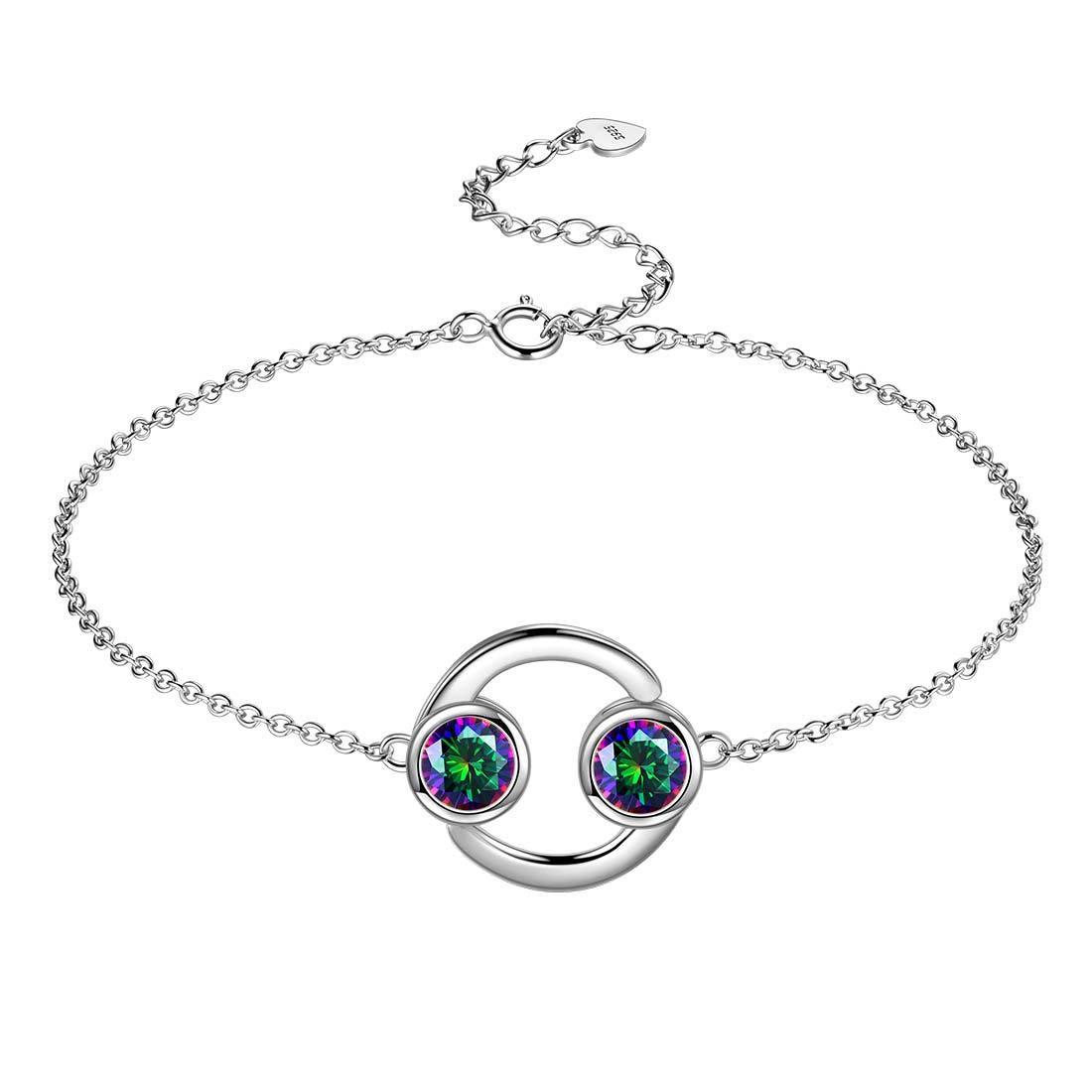 Cancer Bracelet Sterling Silver Mystic Rainbow Topaz Aurora Tears Jewelry