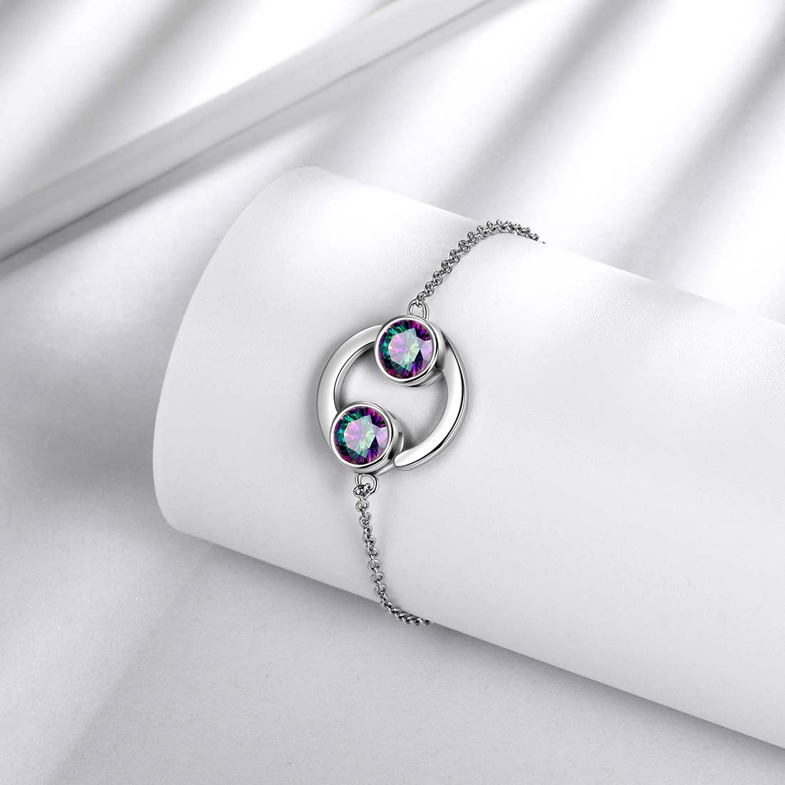 Cancer Bracelet Sterling Silver Mystic Rainbow Topaz - Bracelet - Aurora Tears Jewelry