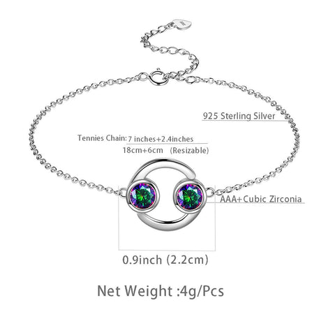 Cancer Bracelet Sterling Silver Mystic Rainbow Topaz - Bracelet - Aurora Tears Jewelry