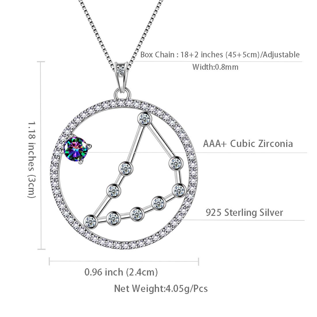 Capricorn Zodiac Necklace 925 Sterling Silver - Necklaces - Aurora Tears Jewelry