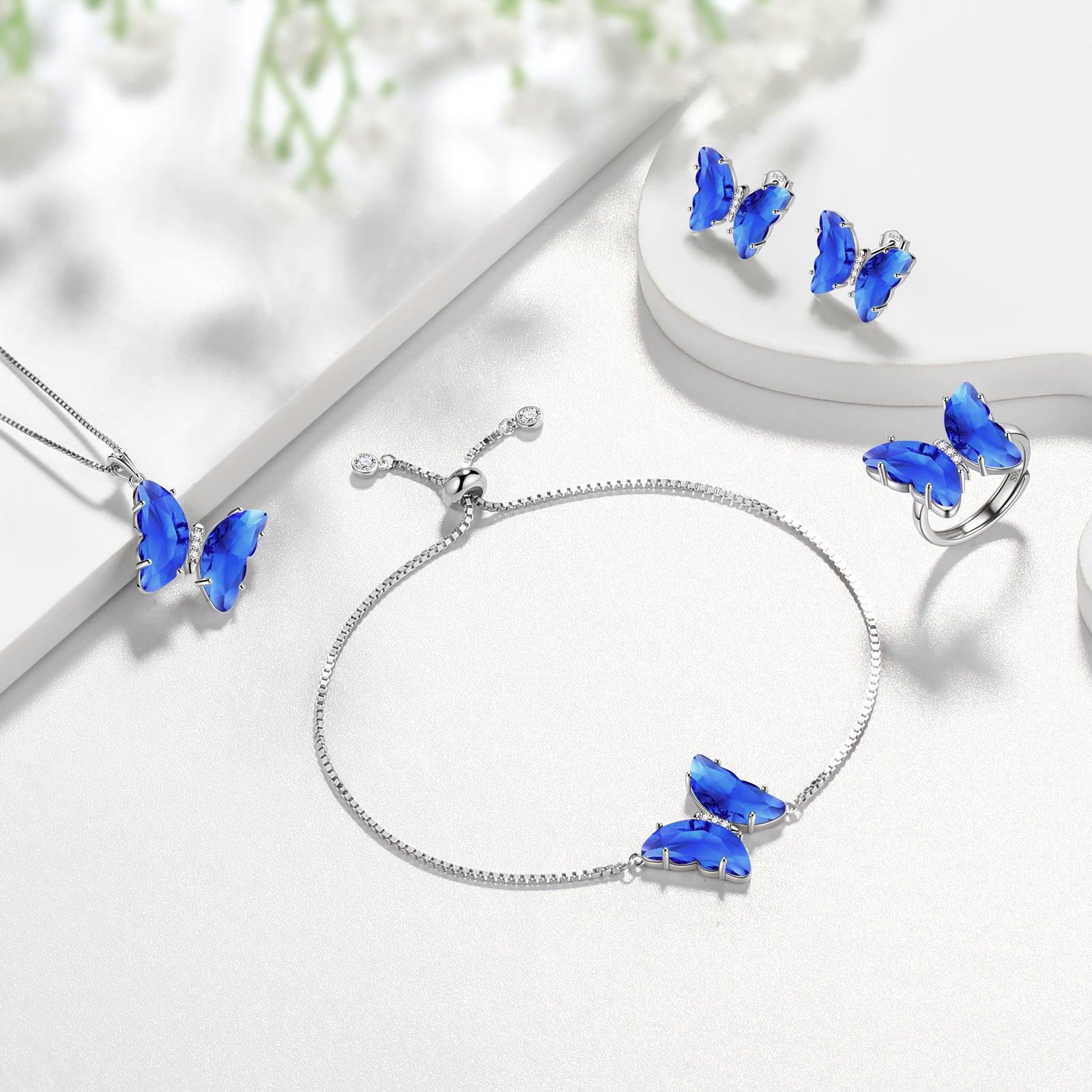 Blue Butterfly Bracelet September Sapphire Birthstone - Bracelet - Aurora Tears