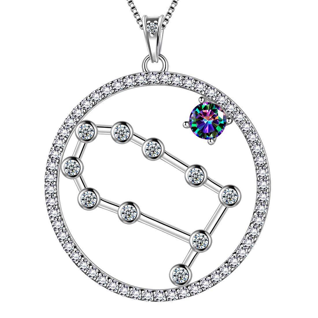 Gemini Zodiac Necklace 925 Sterling Silver Aurora Tears Jewelry