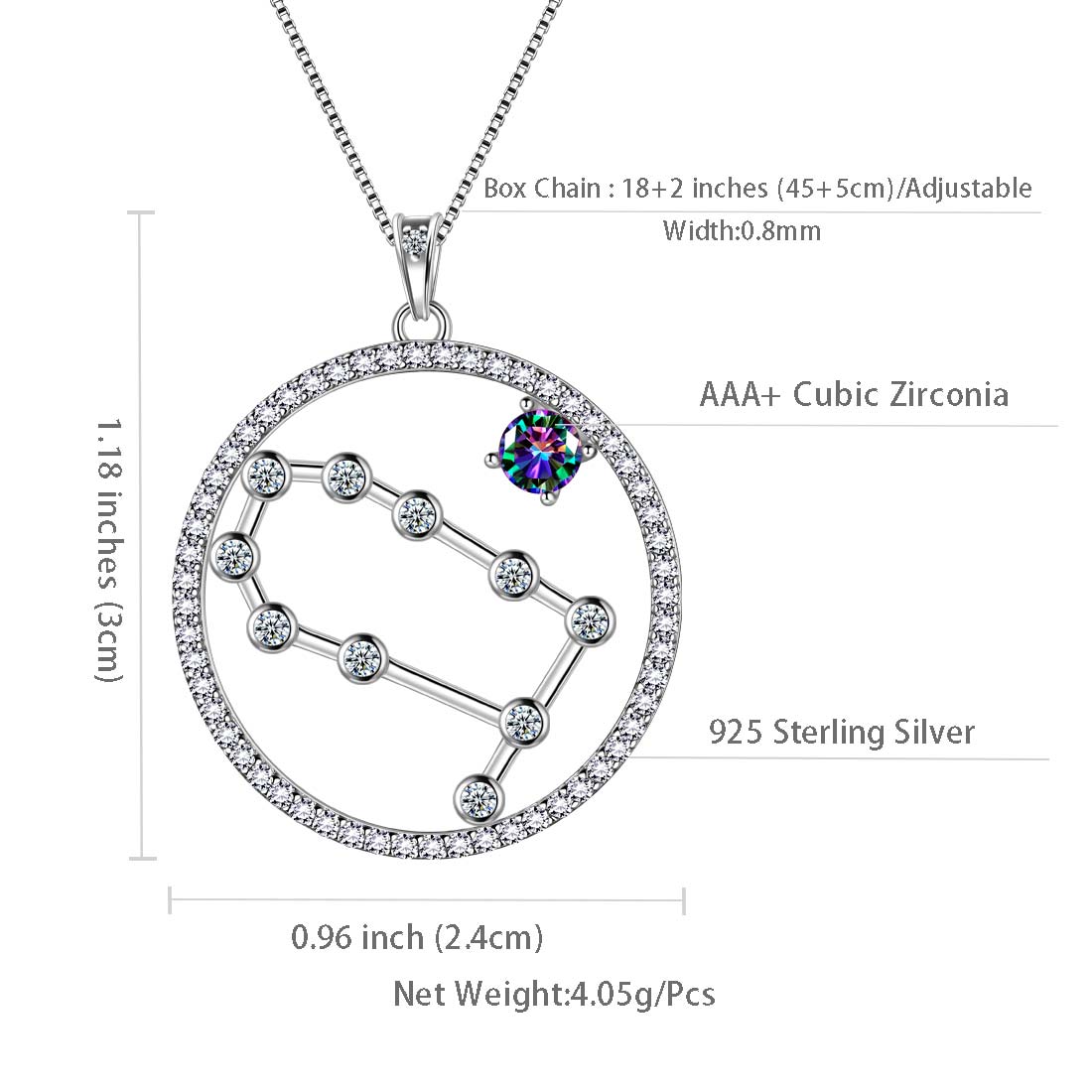 Gemini Zodiac Necklace 925 Sterling Silver - Necklaces - Aurora Tears Jewelry