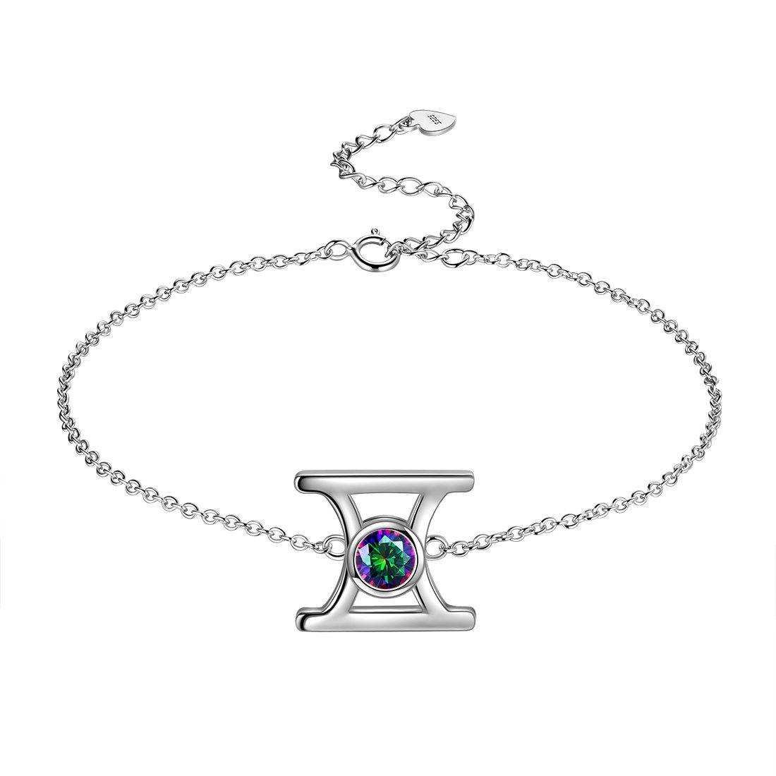 Gemini Bracelet Sterling Silver Mystic Rainbow Topaz Aurora Tears Jewelry