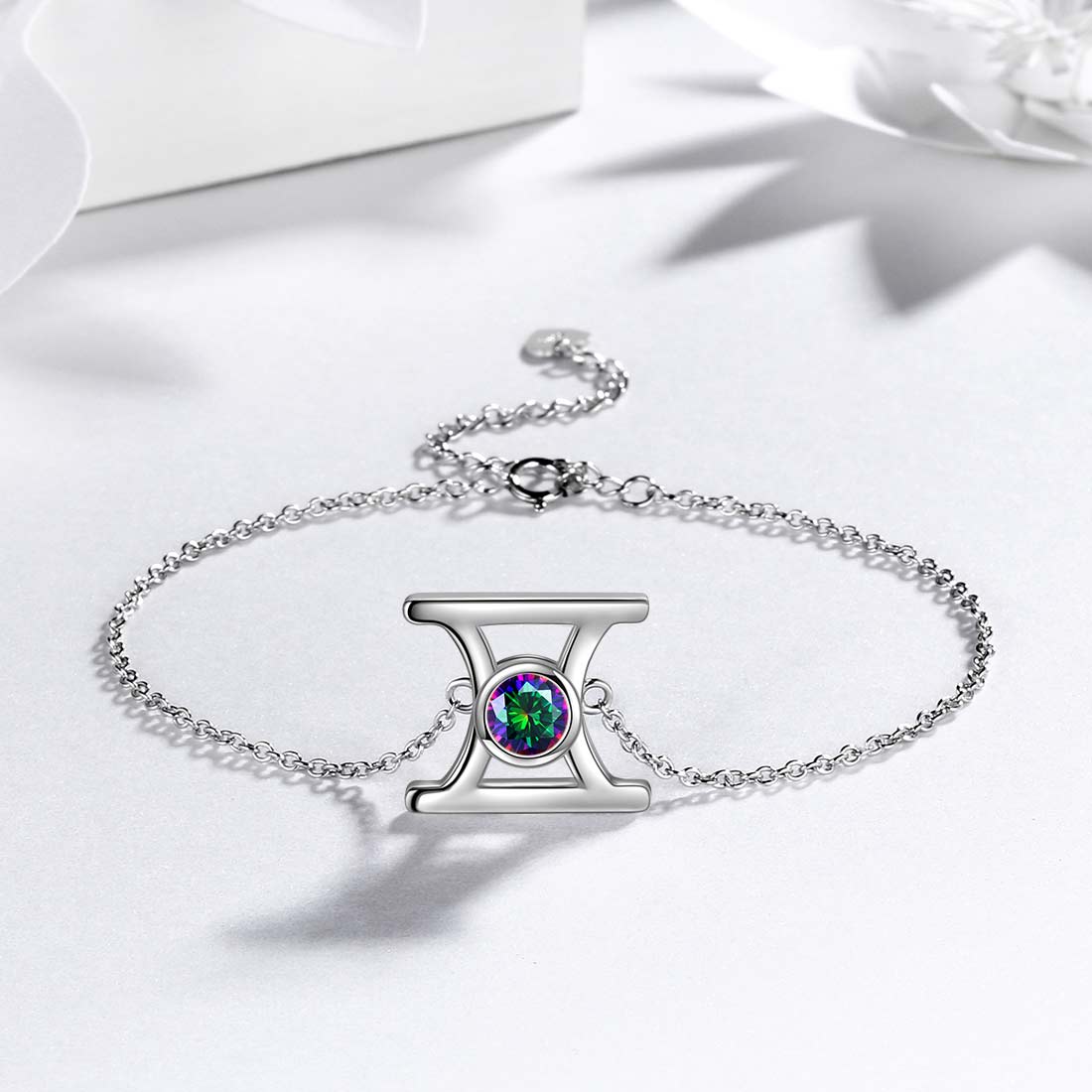Gemini Bracelet Sterling Silver Mystic Rainbow Topaz - Bracelet - Aurora Tears Jewelry