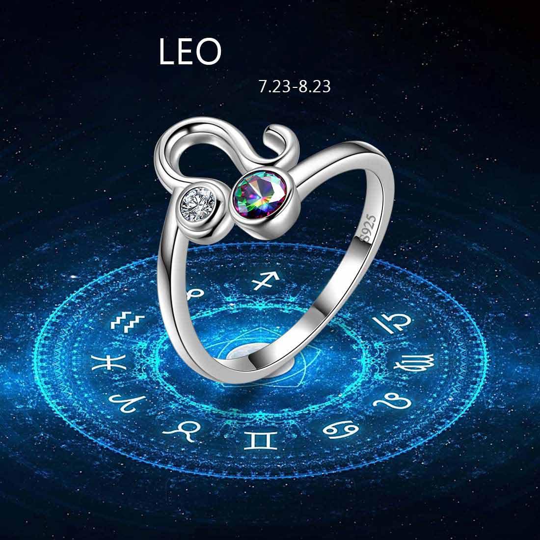 Leo Zodiac Open Rings 925 Sterling Silver - Rings - Aurora Tears Jewelry