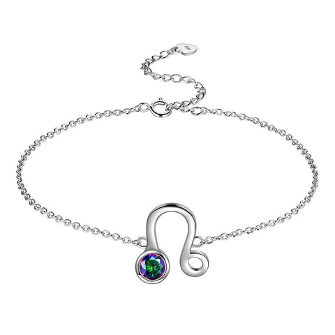 Leo Bracelet Sterling Silver Mystic Rainbow Topaz Aurora Tears Jewelry