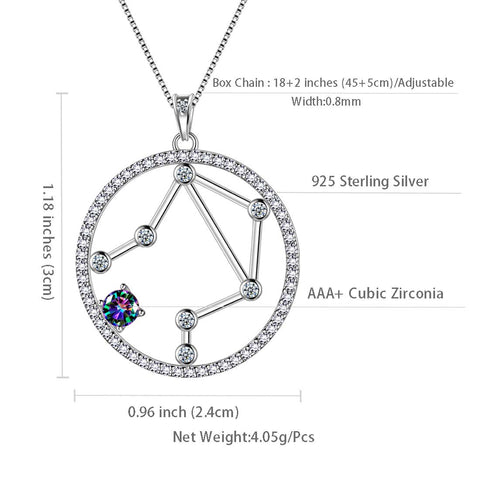 Libra Zodiac Necklace 925 Sterling Silver - Necklaces - Aurora Tears Jewelry