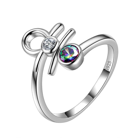 Libra Zodiac Open Rings 925 Sterling Silver Aurora Tears Jewelry