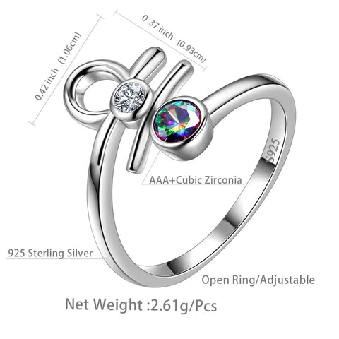 Libra Zodiac Open Rings 925 Sterling Silver - Rings - Aurora Tears Jewelry