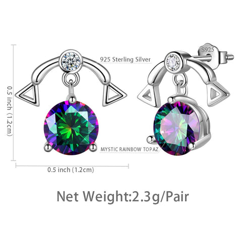 Libra Stud Earrings Sterling Silver Mystic Rainbow Topaz - Earrings - Aurora Tears Jewelry