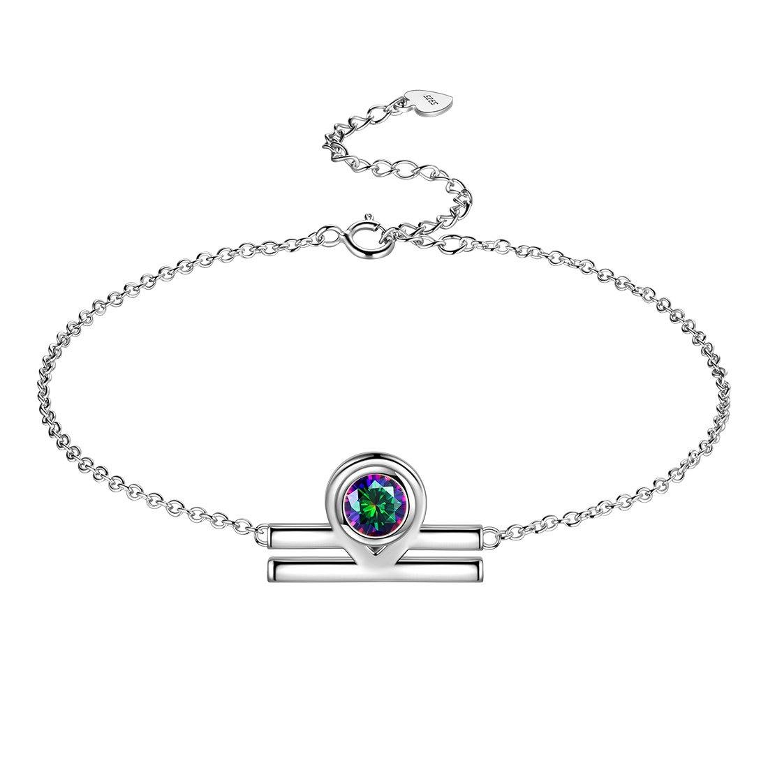 Libra Bracelet Sterling Silver Mystic Rainbow Topaz Aurora Tears Jewelry