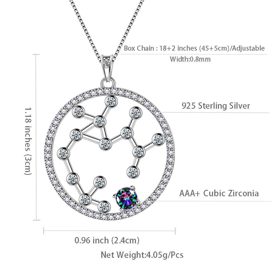 Sagittarius Zodiac Necklace 925 Sterling Silver - Necklaces - Aurora Tears Jewelry